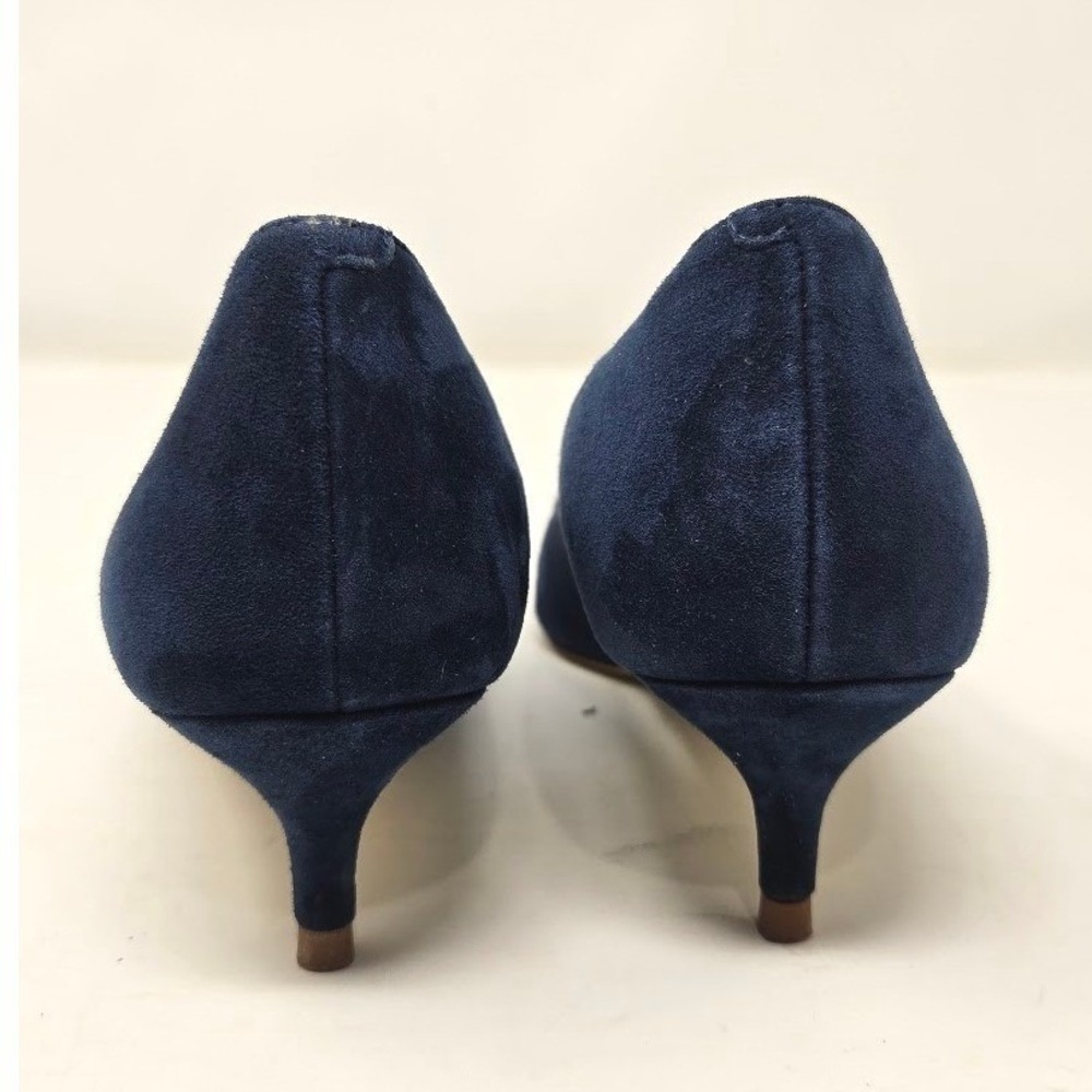 Talbots‎ Navy Suede Kitten Heels Gold Chain Detail Women's Size 9.5M - Picture 6 of 11